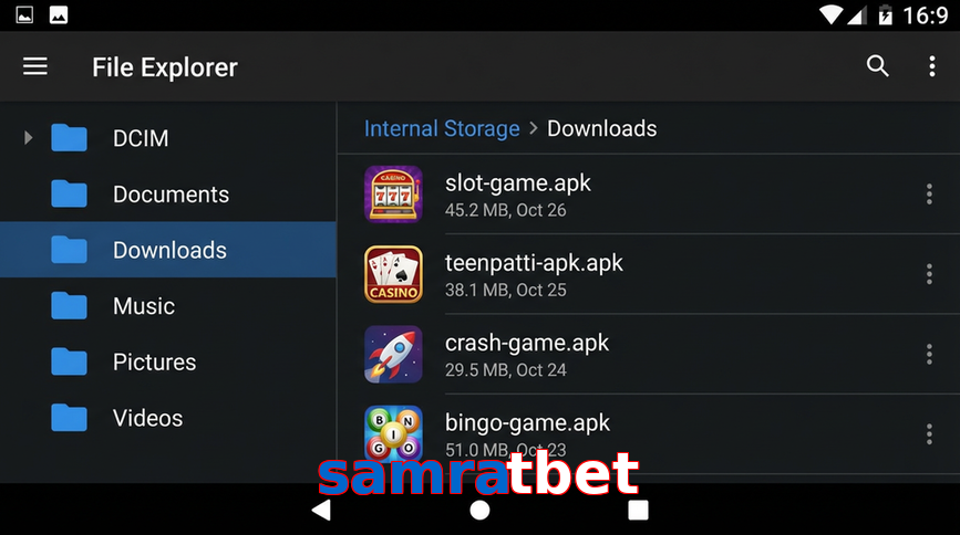 Main screen of Samratbet gameapk page for PK players